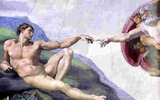 Michelangelo portraying Adam's lonely road of faith. Michelangelo portraying Adam's lonely road of faith.
