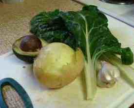 Spinach soup ingredients.